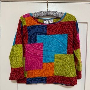 Take Two Patchwork Sequin 3/4 sleeve top